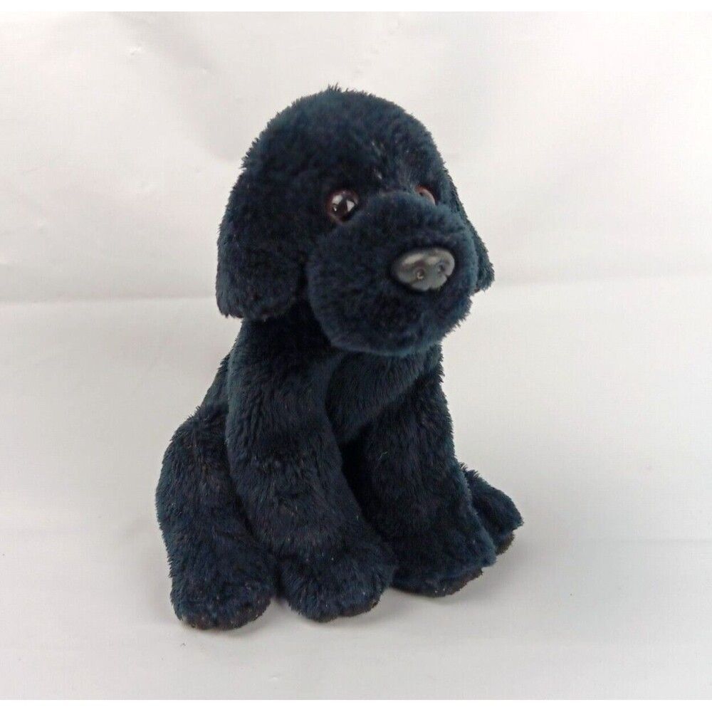 Demdaco Black Lab Sitting Puppy Dog Stuffed Animal Toy Small 6 inch Soft Pet